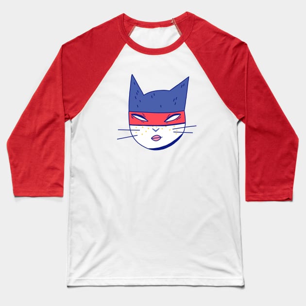 Ninja Cat Baseball T-Shirt by GiuliaM